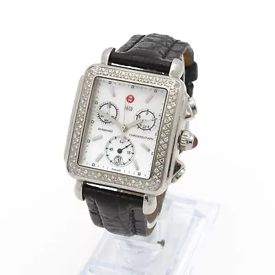 Michele Deco Stainless Steel Chronograph Diamond MOP Dial Wristwatch #WB669-5 • $242