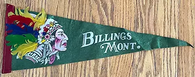 Vintage Billings Montana Native American Feathers Felt Flag Pennant 20x7 HTF • $60