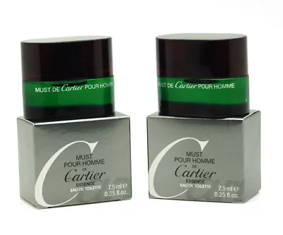 Must Pour Homme De Cartier Essence 7.5 Ml 0.25 Oz EDT Splash Mini Men(Lots Of 2) • $49.99