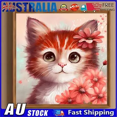 AU 5D DIY Full Round Drill Diamond Painting Ginger Cat Kit Home Decoration 30x30 • $9.99