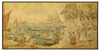 Tapestry Framed Italian Venice Canal Scene Woven Fantastic Vintage / Antique! • $748.37