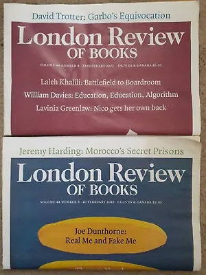 London Review Of Books - February 2022 Issues X2 (10 Feb & 24 Feb Issues) • £5