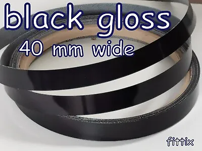 40 Mm Wide  Melamine Pre Glued Iron On Edging Tape/Edge Banding Black Gloss • £1.10
