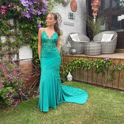 Emerald Green Sequin Corset Prom Dress Size 6/8 • £315