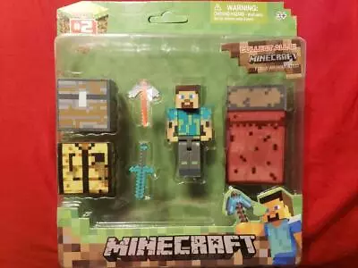 Minecraft Core Steve Figure Pack Action Figure Overworld Survival W/ Bed Chest • $19.95