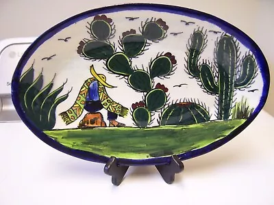 Hand Made Mexican Folk Art  Siesta  Ceramic Platter 13  • $14.50