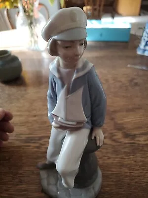 Lladro 1977 Sailor Boy Figurine Holding Sailboat #4810 • $55