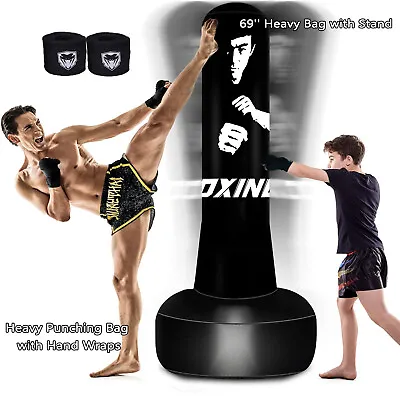 Heavy Punching Bag With Stand Adult - 69  Freestanding MMA Thai Fitness Kickboxi • $28.99