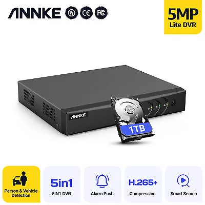 ANNKE 5MP Lite 8CH DVR 5in1 Video Recorder 1TB DVR Home Security Camera System • $74.99