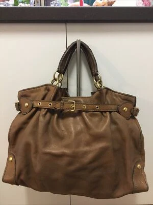 $110.02 • Buy MIU MIU Leather Vitello Lux Gathered Tote Beige Bag Handbag 42 X 30 X 17 17 Drop