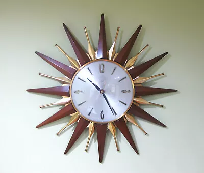 Metamec Mid Century Sunburst Wall Clock - Model 5899 • £95