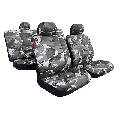 Canvas Seat Covers For Nissan Navara Dual Cab D22 D23 D40 Set Grey Camouflage • $186.99