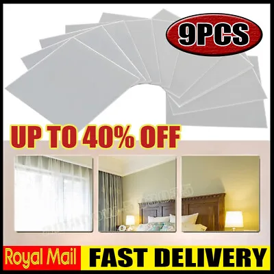 9 Pcs Mirror Sheets Self Adhesive Non Glass Mirror Tiles Wall Sticky Mirror 2023 • £3.61