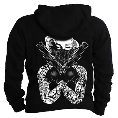 Marilyn Monroe Tattoos Guns Bandana Thug Tattoo Marylin Hoodie Hooded Sweatshirt • $27