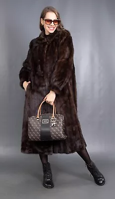 11060 Superior Real Mink Coat Luxury Fur Jacket Very Long Beautiful Look Size Xl • $1