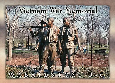 The Three Soldiers Vietnam War Memorial Bronze Statue Washington DC -- Postcard • $1.99