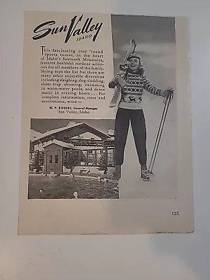 Sun Valley Idaho Resort Print Ad 1942 Vintage 5x7 • $7.99