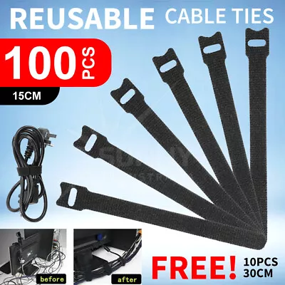 100PCS 15cm Releasable Cable Strap Hook And Loop Reusable Fastening Cable Ties • $17.15