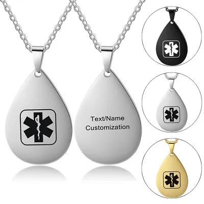 Personalized Women Medical Alert ID Necklace Dog Tags Pendant Emergency Survival • $11.29