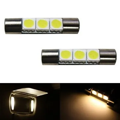 (2) Warm White 3-SMD 6641 LED Bulbs For Car Vanity Mirror Lights Sun Visor Lamp • $6.99