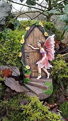 Garden Ornament 2 Large Fairy Door Secret Magical Pixie Elf  Figurine 19cm Tall • £9.95