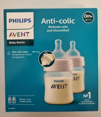 Philips Avent Anti-Colic 4oz / 125ml 2 X Baby Bottles 0m+ • $26.95