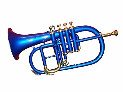 SALE ON Bb 4 Valve Flugelhorn BLUE BRASS FINISH Free HARD Case MP • $202.29