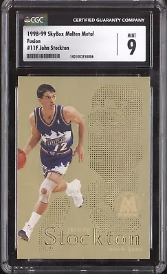 John Stockton 1998 Fleer Molten Metal Fusion GOLD Insert #11F CGC Mint 9 • $1.75