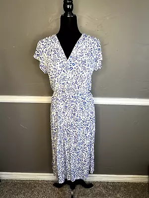 Modcloth Women's Size XL White With Blue Flowers Dress • $19.99