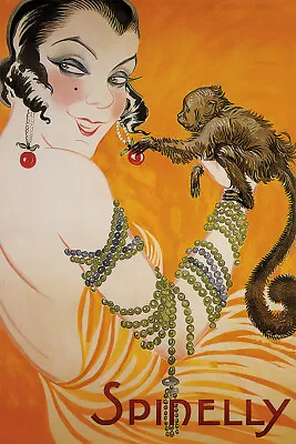 Spinelly Monkey 1922 French Vintage Art Wall Indoor Room Poster - POSTER 20x30 • $23.98