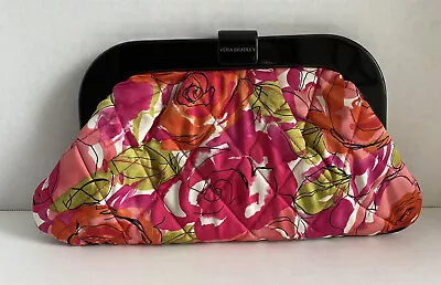 Vera Bradley Vintage Rose Millie Silk Clutch Purse Pink Peach Floral • $10