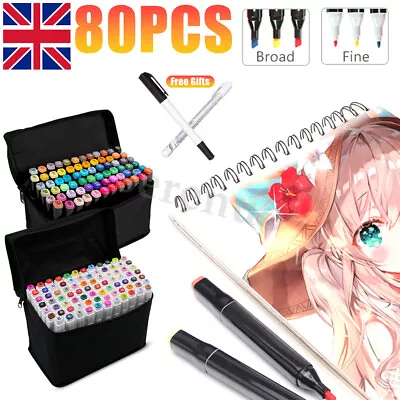 82 Colors Drawing Paint Marker Pen Dual Brush Alcohol Oily Manga Sketch Marker • £10.98