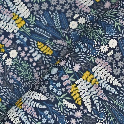 Cotton Fabric Quilting - Heather And Sage Floral Blue - Makower Material • £7.95