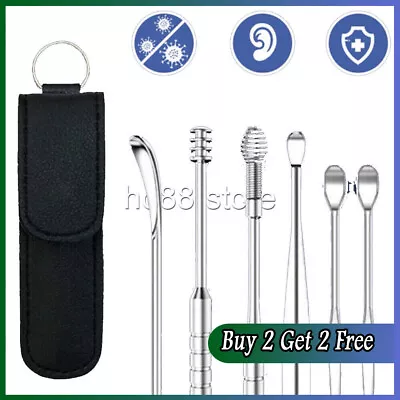 6X Stainless Steel Ear Wax Removal Tool Kit Ear Pick Set Cleaner Remover Earpick • £2.90