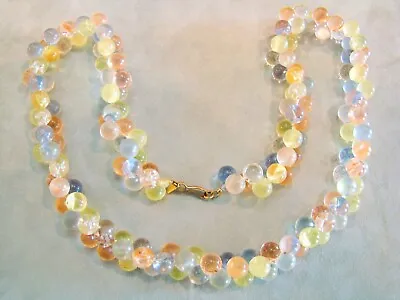 Vintage Signed MONET Wisteria Moonglow Lucite Bubble Bead Necklace • $49.99