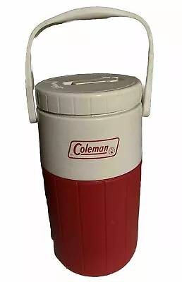 Vintage Coleman Polylite Half Gallon Water Cooler Jug #5590 Dark Red White • $11