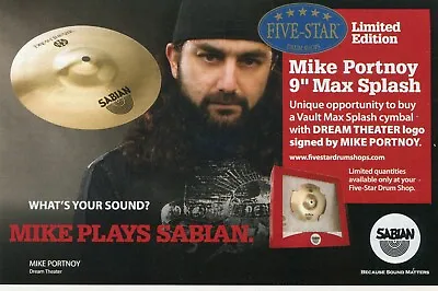 2009 Small Print Ad Of Sabian Mike Portnoy Dream Theater Max Splash Drum Cymbal • $9.99