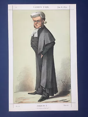 Original 1870 Vanity Fair Print Of Chief Justice Bovill -  Majesty Of The Law  • £12.99