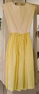 Vintage 50s Bobbie Brooks Jr. Yellow Party Dress With White Eyelet • $69