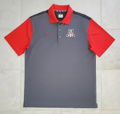 Nike Men's Medium U Of A Polo Golf Shirt Gray Red Dri-Fit Short Sleeve Wildcats • $28.99