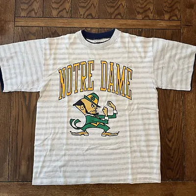Notre Dame Fighting Irish 90’s T Shirt Size XL Vintage Sport Striped • $27.95