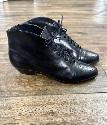 Vintage Amanda Smith Black Lace Up Boots 8N 80s Booties • $44.99