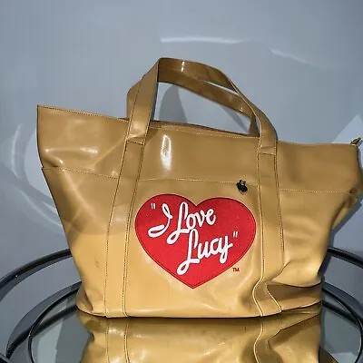 I  LOVE LUCY Tan Faux Leather  Purse Tote - Used Nicely Broken In. Adult Owned. • $40