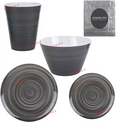 £3.99 • Buy MELAMINE Plastic Picnic Camping Dinner BBQ Plate Plates Set BOWL - SWIRL Design
