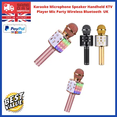  Karaoke Microphone Speaker Handheld KTV Player Mic Party Wireless Bluetooth  UK • £7.99