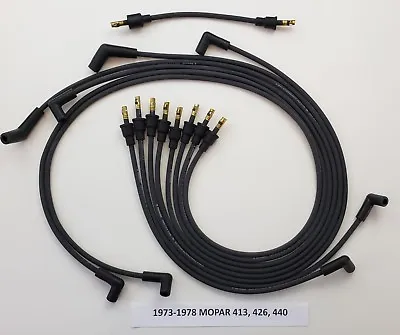 MOPAR Big Block 1973-1978 400 440 8mm BLACK Spiral Spark Plug Wires-POINTS USA  • $54.95