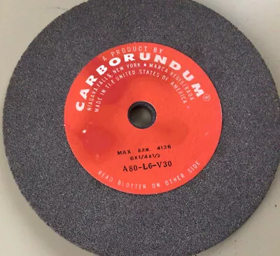 Carborundum Grinding Wheel A80-L6-V30 6” X 1/4” X 1/2” Hole Qty 1 • $15