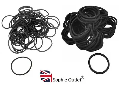 BLACK HAIR BANDS Elastics Bobbles Kids Girls Ponies Ties Ladies Snag Free Bands • £2.35