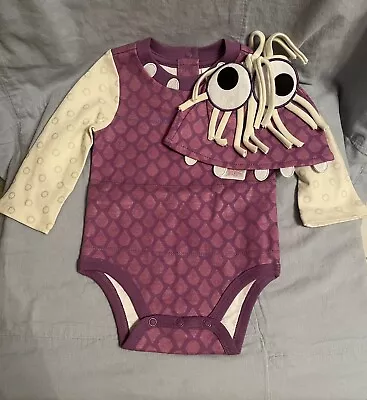 NEW Walt Disney Parks Monsters Inc. Boo Long Sleeve Snap Costume Hat Sz 0-3mo • $37.95