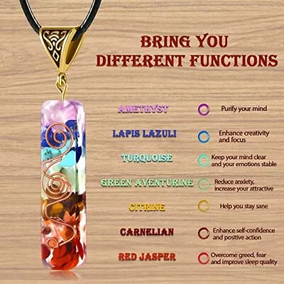 7 Chakra Reiki Healing Yoga Natural Stone Pendant Necklace Unisex Jewellery Gift • $2.48